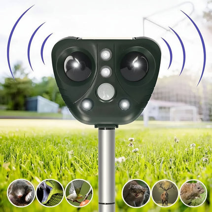 Ultrasonic Bird Repeller with Solar Power & LED Lights | Eco-Friendly Pest Control for Gardens and Outdoor Spaces