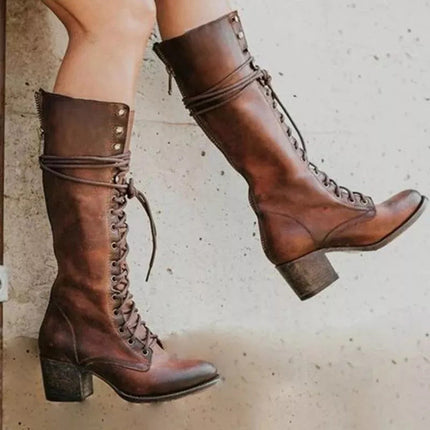 Knee High Boots for Women with Chunky Heel
