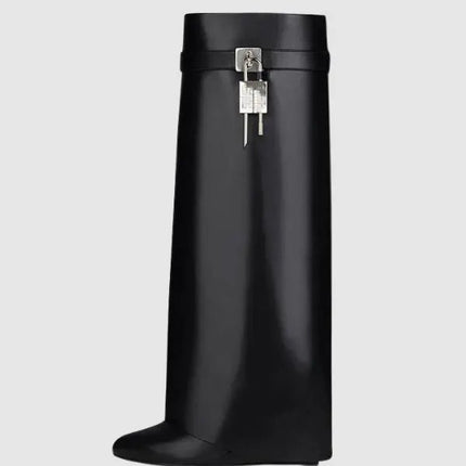 Wedge Heeled Boots for Women, Vegan Leather Dressy Boots