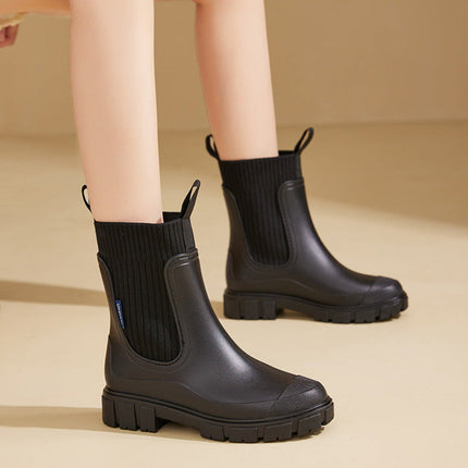 Chelsea Boots for Women Slip On, Womens Boots with Textured Grip Sole for Rain, Waterproof Boots Ankle Height_05