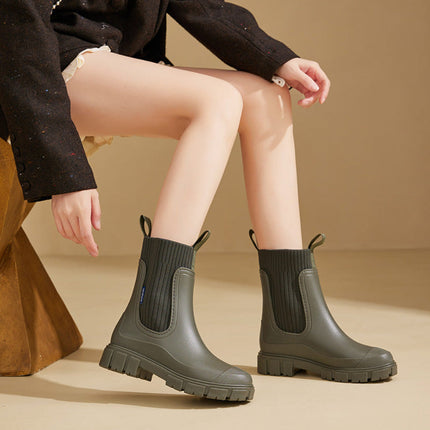 Chelsea Boots for Women Slip On, Womens Boots with Textured Grip Sole for Rain, Waterproof Boots Ankle Height_07