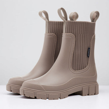 Chelsea Boots for Women Slip On, Womens Boots with Textured Grip Sole for Rain, Waterproof Boots Ankle Height_08