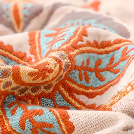 Floral Boho Blanket Throw with Fringe Trim | Cozy Layer for Living Room and Outdoor Use