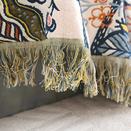 Floral Reversible Throw Blanket with Tassel Trim | Stylish Layer for Sofas and Beds
