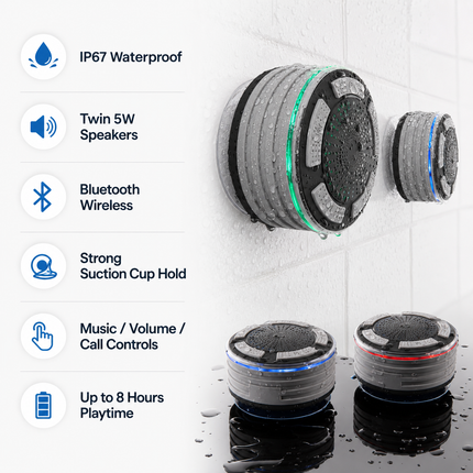 Portable Bluetooth Speakers, Waterproof Bluetooth Speaker with Suction Cup, Shower Speaker for Bathroom and Calls_04