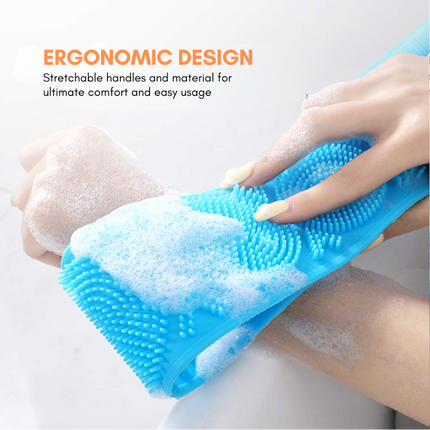 Silicone Body Scrubber Shower Brush with Dual-Sided Surface | Exfoliating Bath Massager for Daily Cleansing