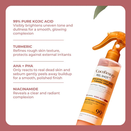 Body Peel Spray with Kojic Acid and Turmeric | Gentle Exfoliating Formula for Smoother Skin 1