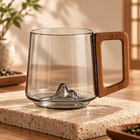 Glass Coffee Mug with Handle, Borosilicate Glass Mug with Mountain Design, Clear Tea Mug for Hot and Cold Drinks_00