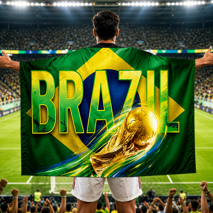 Brazil Flag Cape for World Cup Fans | Wearable Banner for Match Day Spirit