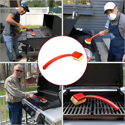Steam Grill Cleaning Brush with Long Handle for Safe and Easy Grease Removal | Bristle-Free Scrubber Pad for BBQ Cleaning