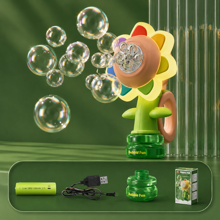 Flower Bubble Machine for Kids with Automatic One-Button Control | Cheerful Toy for Playdates and Parties