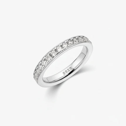 Sterling Silver Ring with Bead Bright Setting | Elegant Everyday Sparkle for Stacking or Solo Wear