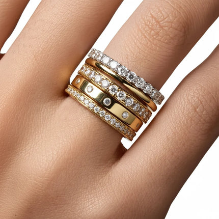 Sterling Silver Ring with Bead Bright Setting | Elegant Everyday Sparkle for Stacking or Solo Wear