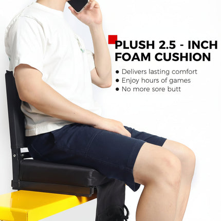 Padded Folding Stadium Chair with Backrest & Cup Holder | Comfortable Support for Bleachers and Outdoor Events