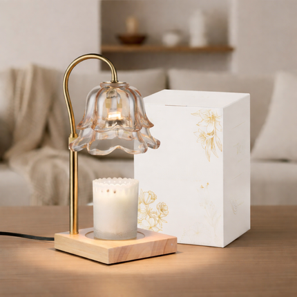 Candle Warmer Lamp with Adjustable Height & Timer | Elegant Glass Design for Safe Scented Candles and Wax Melts