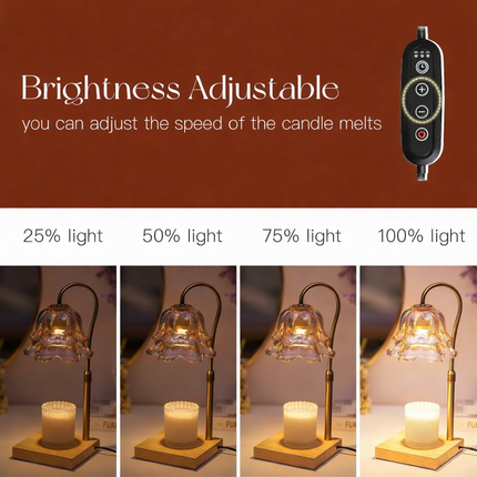 Candle Warmer Lamp with Adjustable Height & Timer | Elegant Glass Design for Safe Scented Candles and Wax Melts