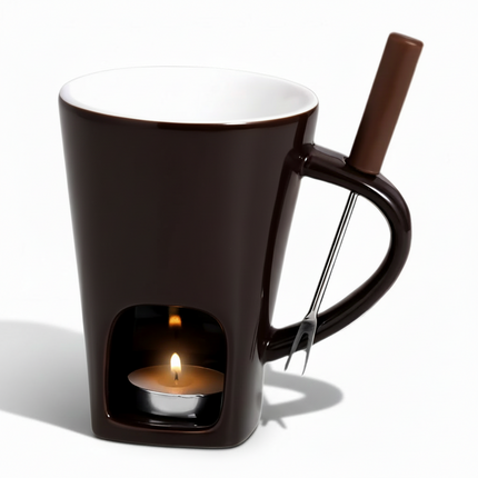Ceramic Fondue Set with Candle Heating for Chocolate & Cheese | Easy Melting for Cozy Nights and Parties