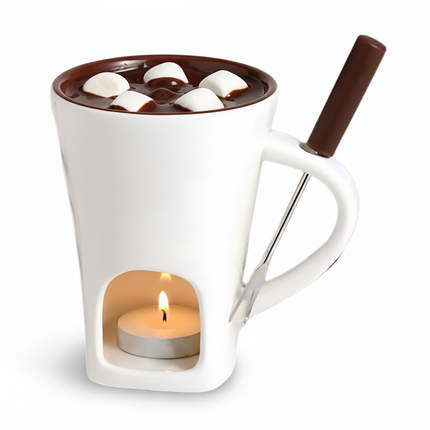 Ceramic Fondue Set with Candle Heating for Chocolate & Cheese | Easy Melting for Cozy Nights and Parties