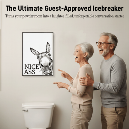 Funny Bathroom Canvas Wall Art Print with Humorous Design | Rustic Art for Lighthearted Decor in Guest Bathrooms
