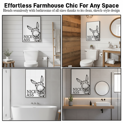 Funny Bathroom Canvas Wall Art Print with Humorous Design | Rustic Art for Lighthearted Decor in Guest Bathrooms