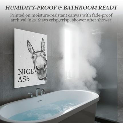 Funny Bathroom Canvas Wall Art Print with Humorous Design | Rustic Art for Lighthearted Decor in Guest Bathrooms