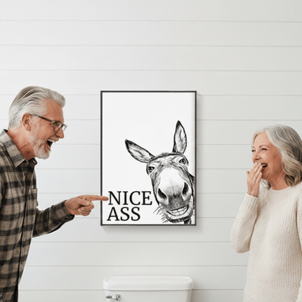 Funny Bathroom Canvas Wall Art Print with Humorous Design | Rustic Art for Lighthearted Decor in Guest Bathrooms