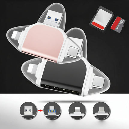 4-in-1 USB C Card Reader with Fast Data Transfer | Multi-Port Adapter for SD & Micro SD Cards