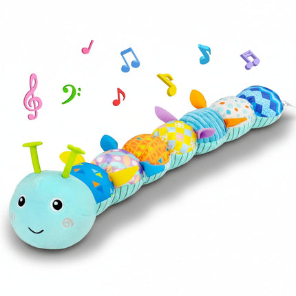 Baby Sensory Caterpillar Plush Toy with Music & Textures | Engaging Tummy Time Buddy for Early Learning and Development