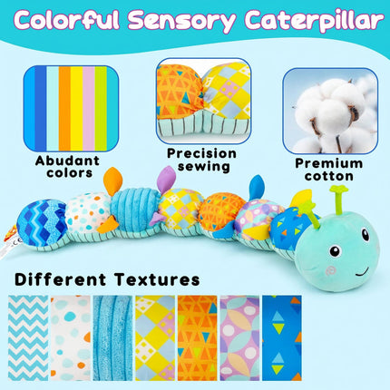 Baby Sensory Caterpillar Plush Toy with Music & Textures | Engaging Tummy Time Buddy for Early Learning and Development