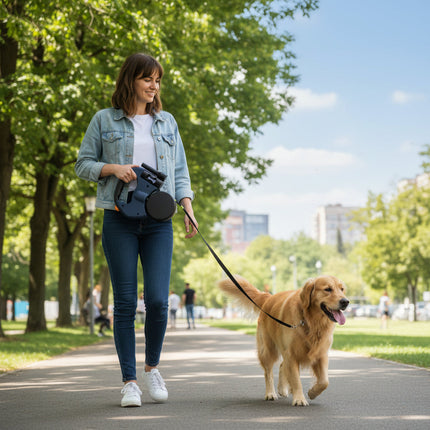 Dual Retractable Dog Leash for Two Dogs with Tangle-Free Design | Easy-Control Handle for Organized Walks