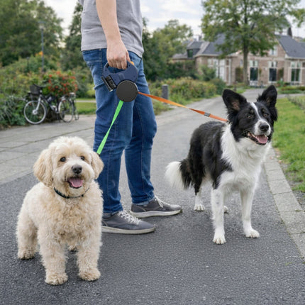 Dual Retractable Dog Leash for Two Dogs with Tangle-Free Design | Easy-Control Handle for Organized Walks