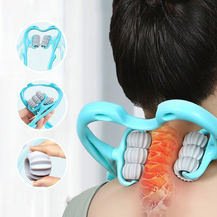 Neck Massager Roller for Cervical Spine Relief with Ergonomic Design | 6 Rolling Heads for Targeted Pressure Point Soothing