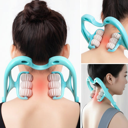 Neck Massager Roller for Cervical Spine Relief with Ergonomic Design | 6 Rolling Heads for Targeted Pressure Point Soothing