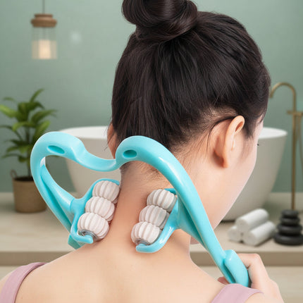 Neck Massager Roller for Cervical Spine Relief with Ergonomic Design | 6 Rolling Heads for Targeted Pressure Point Soothing