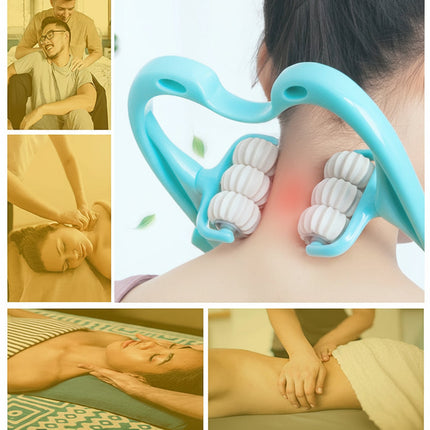 Neck Massager Roller for Cervical Spine Relief with Ergonomic Design | 6 Rolling Heads for Targeted Pressure Point Soothing
