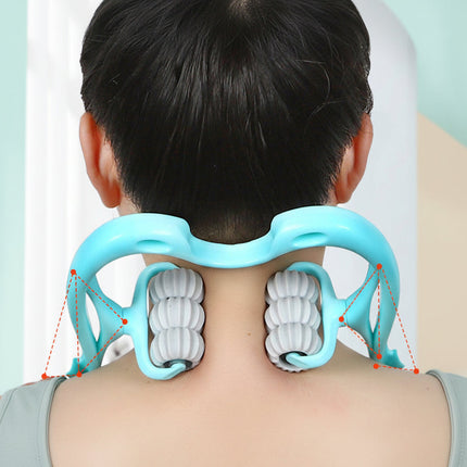 Neck Massager Roller for Cervical Spine Relief with Ergonomic Design | 6 Rolling Heads for Targeted Pressure Point Soothing