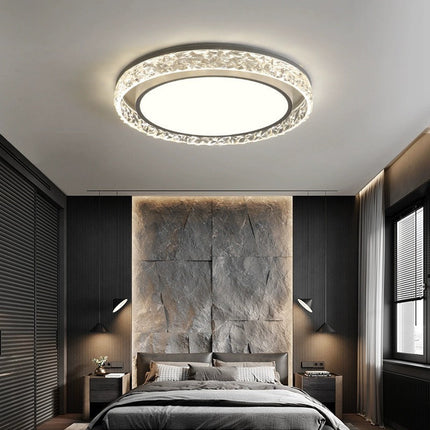 Crystal Halo LED Ceiling Light with Remote Dimming | Adjustable Three-Color Lighting for Elegant Home Ambiance