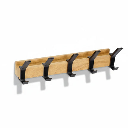 Wall Coat Rack with Adjustable Hooks in Scandinavian Style | Durable Wood Organizer for Entryway Storage