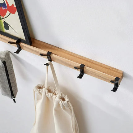 Wall Coat Rack with Adjustable Hooks in Scandinavian Style | Durable Wood Organizer for Entryway Storage