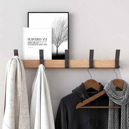 Wall Coat Rack with Adjustable Hooks in Scandinavian Style | Durable Wood Organizer for Entryway Storage