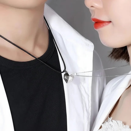 Couple Magnetic Heart Necklace Set with Electrocardiogram Design | Meaningful Jewelry for Love and Connection