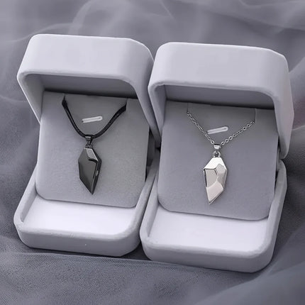 Couple Magnetic Heart Necklace Set with Electrocardiogram Design | Meaningful Jewelry for Love and Connection