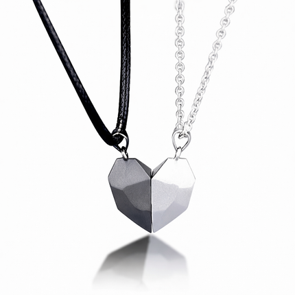 Couple Magnetic Heart Necklace Set with Electrocardiogram Design | Meaningful Jewelry for Love and Connection