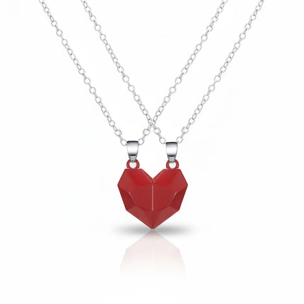 Couple Magnetic Heart Necklace Set with Electrocardiogram Design | Meaningful Jewelry for Love and Connection