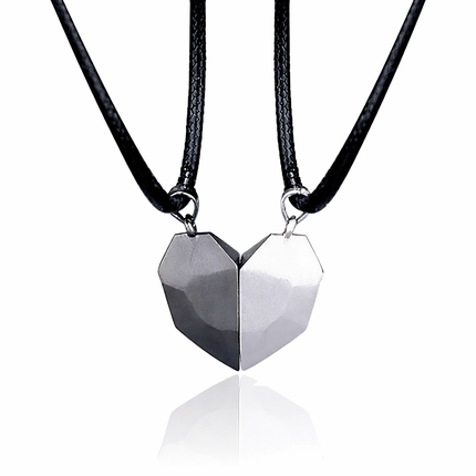 Couple Magnetic Heart Necklace Set with Electrocardiogram Design | Meaningful Jewelry for Love and Connection