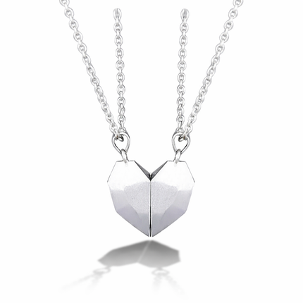 Couple Magnetic Heart Necklace Set with Electrocardiogram Design | Meaningful Jewelry for Love and Connection