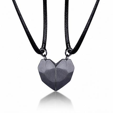 Couple Magnetic Heart Necklace Set with Electrocardiogram Design | Meaningful Jewelry for Love and Connection