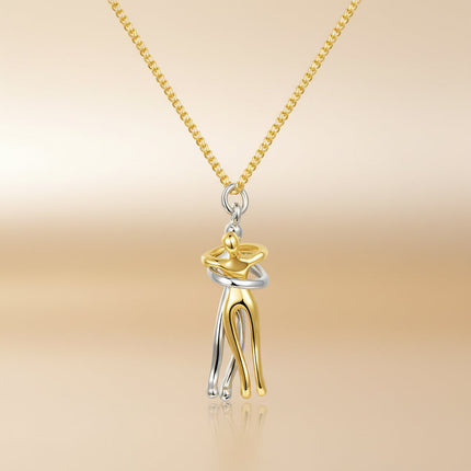 Couple Heart Pendant Necklace in Stainless Steel with Gold and Silver Finish | Hypoallergenic Jewelry for Lasting Love