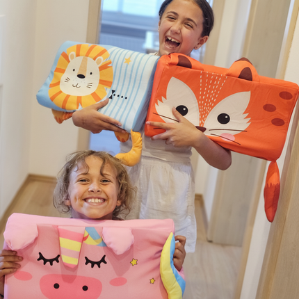 Toddler Sensory Pillow with Lion Tail & Fox Ears | Calming Tactile Comfort for Peaceful Sleep