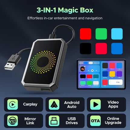 Wireless Car Adapter for Media Streaming with Dual WiFi | Compact Auto Display Box for Easy Navigation and Entertainment